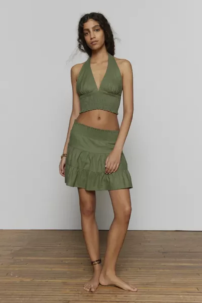 Urban Renewal Made LA EcoVero™️ Linen Smocked Halter Top