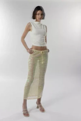 Silence + Noise Nina Sheer Sequin Maxi Skirt