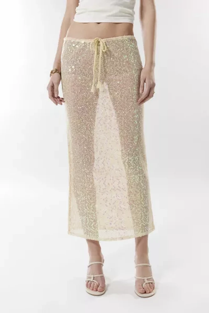 Silence + Noise Nina Sheer Sequin Maxi Skirt