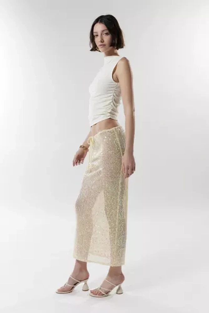 Silence + Noise Nina Sheer Sequin Maxi Skirt