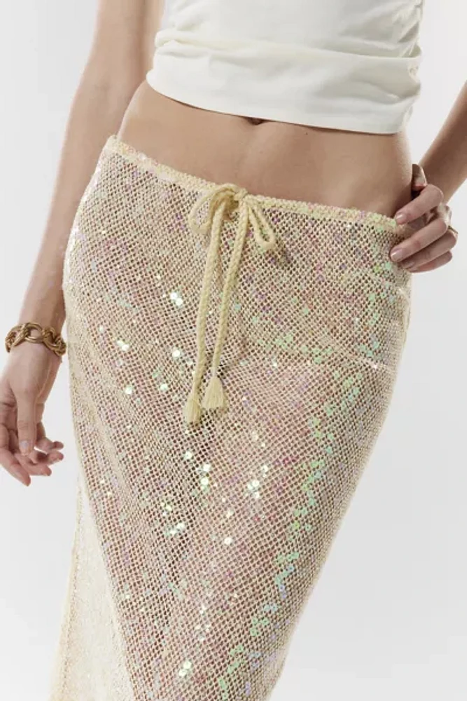 Silence + Noise Nina Sheer Sequin Maxi Skirt