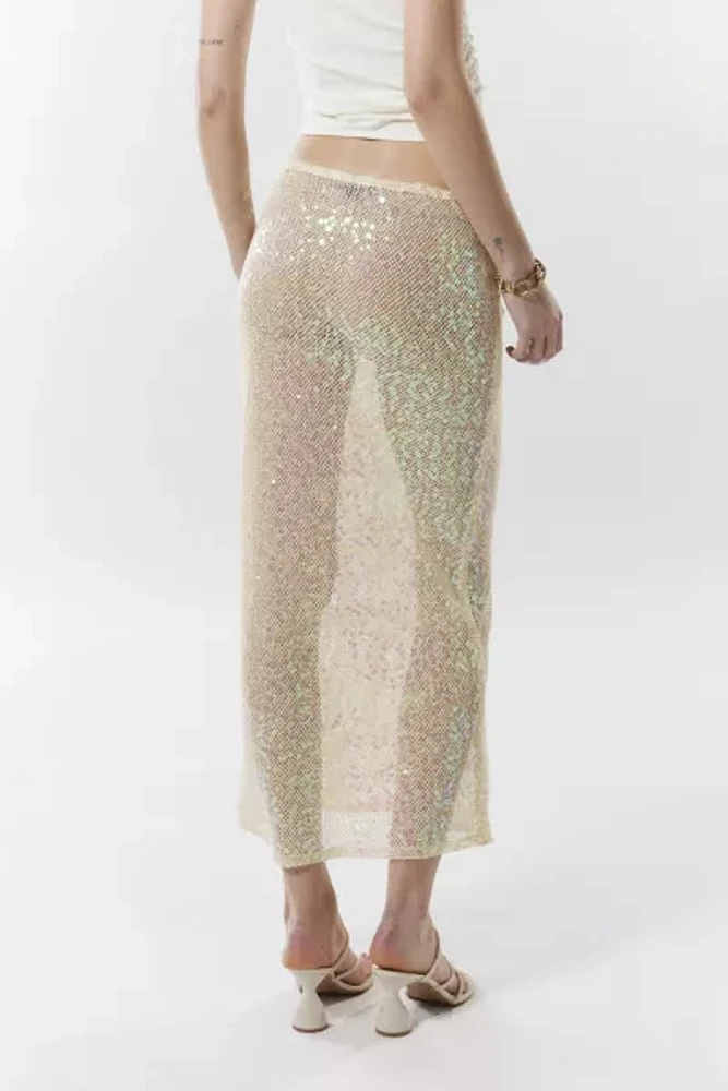 Silence + Noise Nina Sheer Sequin Maxi Skirt