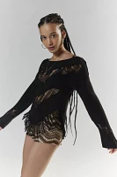 Silence + Noise Taylor Fringe Tunic Sweater