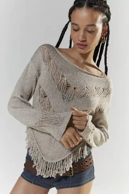 Silence + Noise Taylor Fringe Tunic Sweater