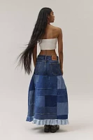 Urban Renewal Remade Denim Patchwork Maxi Skirt