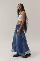 Urban Renewal Remade Denim Patchwork Maxi Skirt