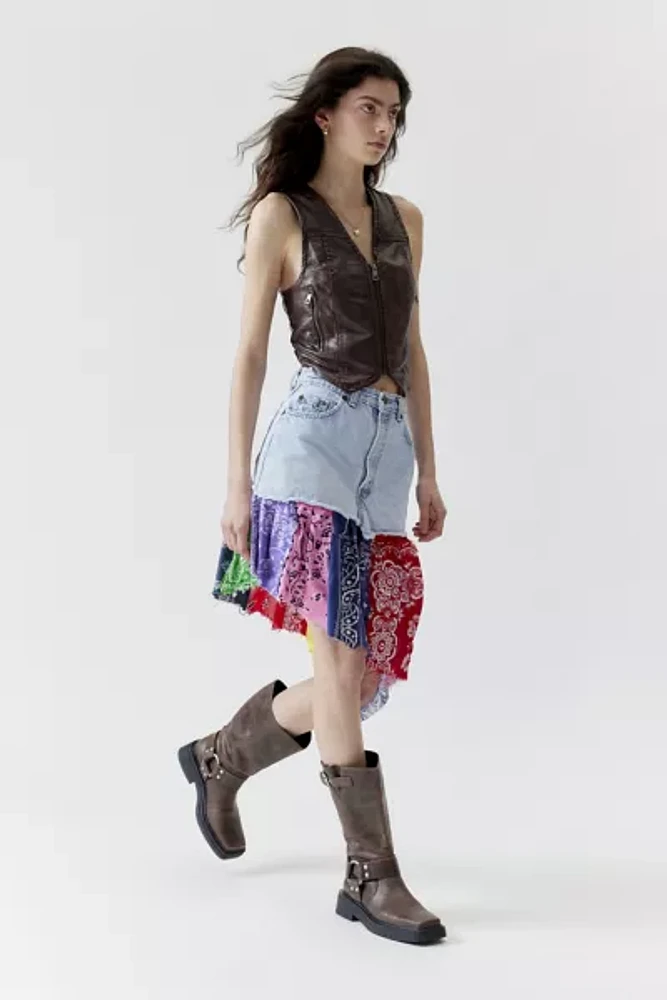Urban Renewal Remade Denim Bandana Hem Midi Skirt