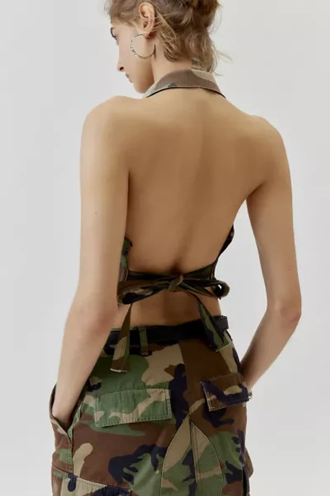 Urban Renewal Remade Camo Tie-Back Halter Top