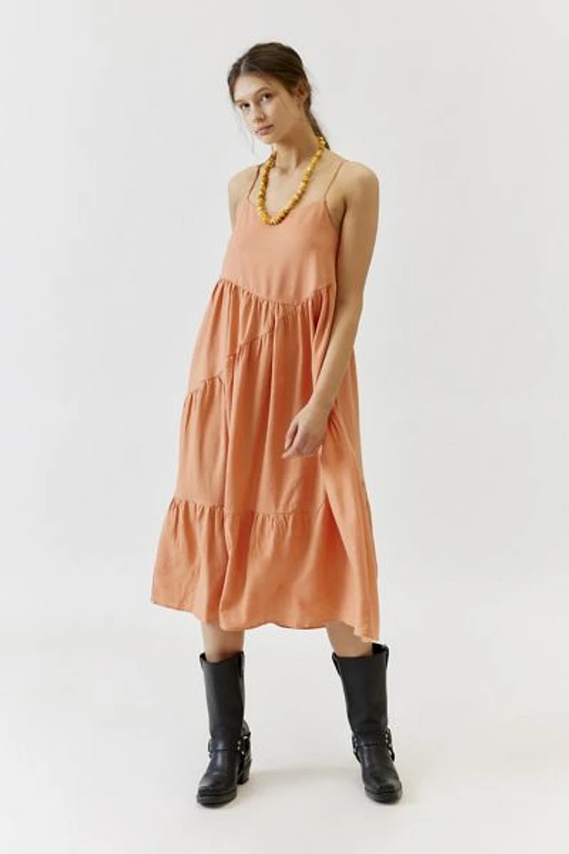 urban renewal linen seamed midi dress Urban Renewal Made LA EcoVero™️ Linen Seamed Midi Dress
