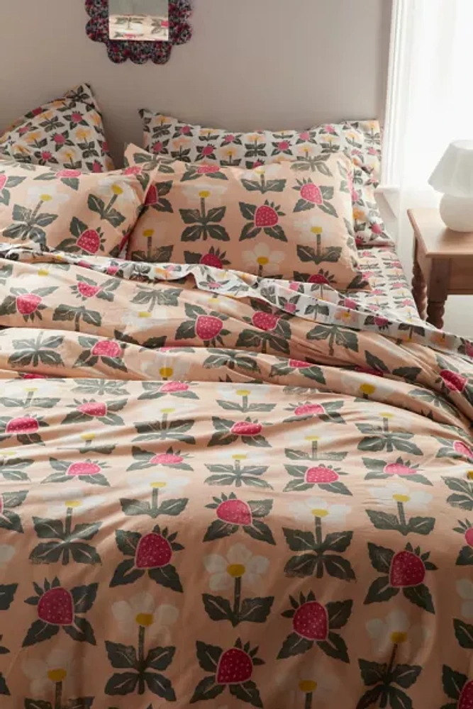 Strawberry Stamp Breezy Cotton Percale Duvet Cover