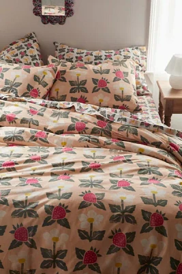 Strawberry Stamp Breezy Cotton Percale Duvet Cover