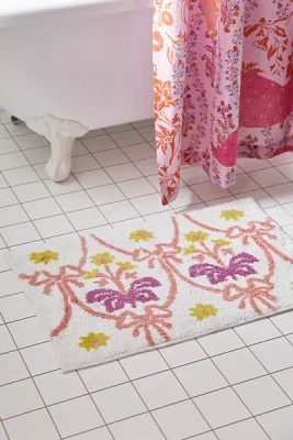 Bow Damask Bath Mat