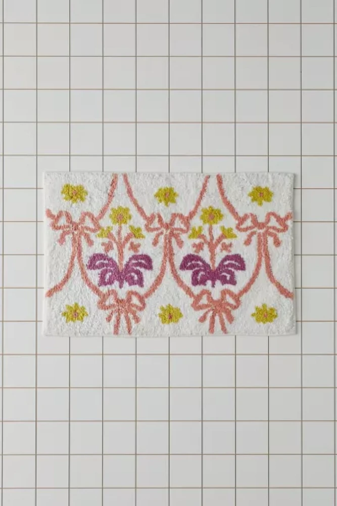 Bow Damask Bath Mat