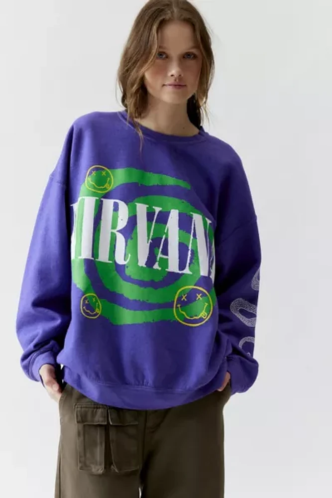 Nirvana Helix Smile Oversized Loose Crew Neck Sweatshirt