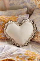 Ruffle Heart Velvet Throw Pillow