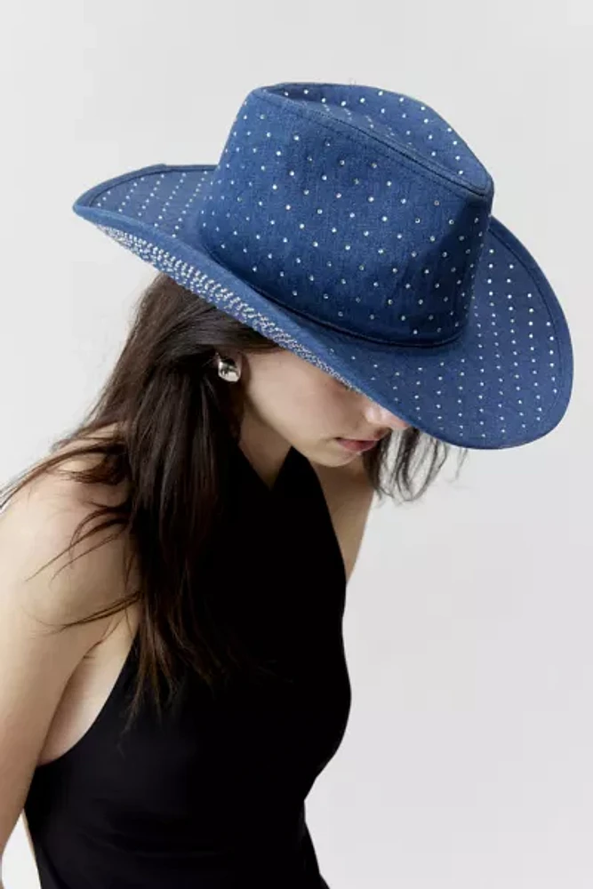 Rhinestone Denim Cowboy Hat