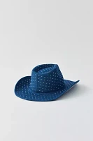 Rhinestone Denim Cowboy Hat