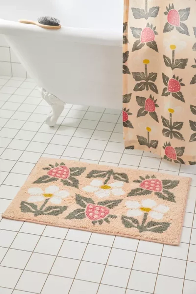 Strawberry Stamp Bath Mat