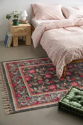 Julia Floral Brushed Embroidered Rug