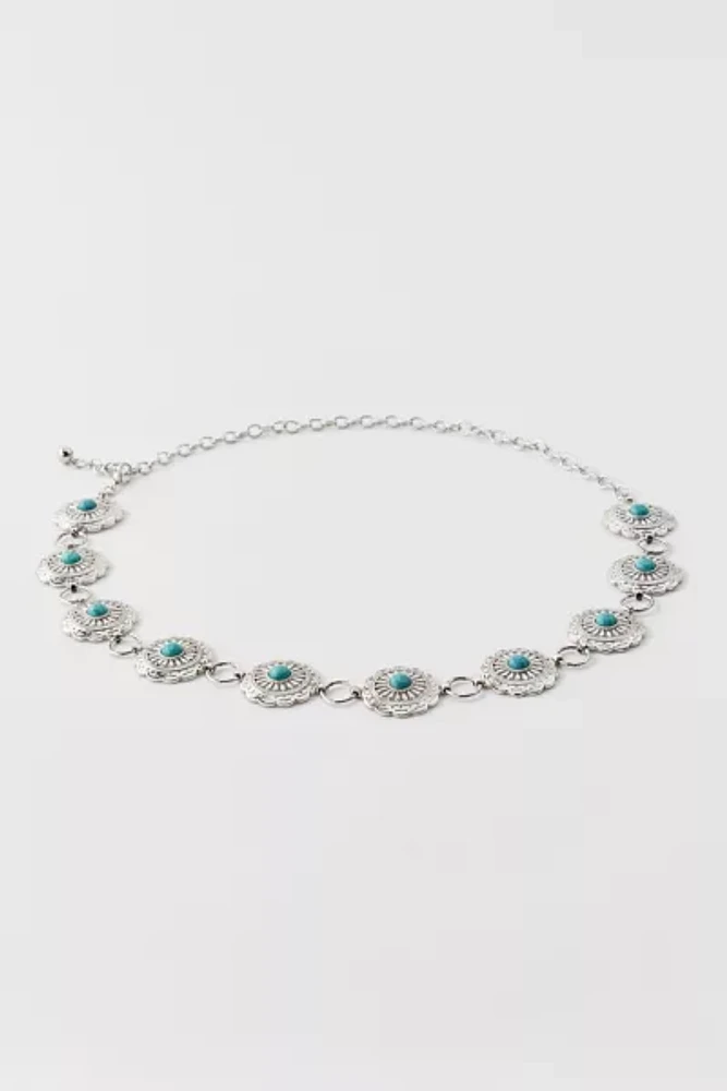 Turquoise Metal Chain Belt