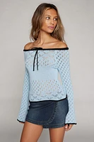 Kimchi Blue Sara Off-The-Shoulder Pointelle Sweater