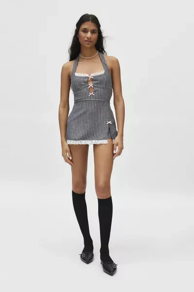 UO Stripes Halter Skort Romper