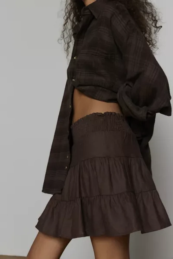 Urban Renewal Made LA EcoVero™️ Linen Tiered Mini Skirt