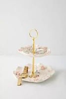 2-Tier Porcelain Rose Jewelry Stand