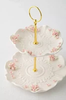 2-Tier Porcelain Rose Jewelry Stand