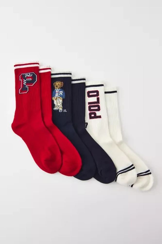 Polo Ralph Lauren Preppy Sport Crew Sock 3-Pack