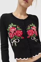 For Love & Lemons Donella Bouquets Bows Knit Cardigan