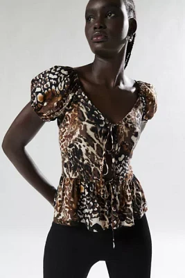 Silence + Noise Carmella Animal Print Peplum Top