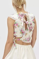 For Love & Lemons Amandine Quilted Floral Crop Top