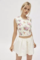 For Love & Lemons Amandine Quilted Floral Crop Top