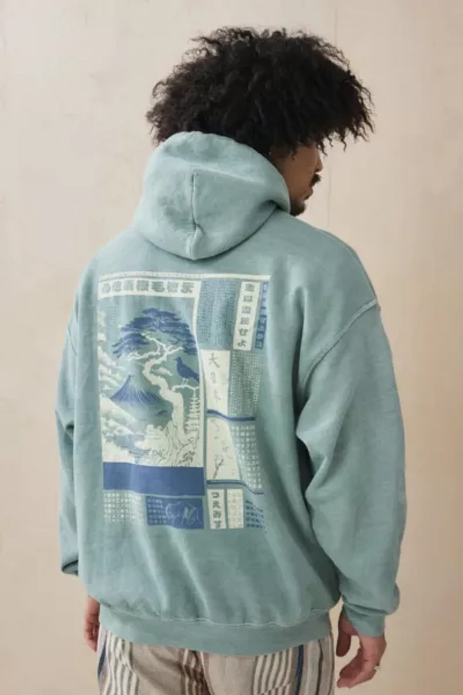 UO Seafoam Japanese Landscape Hoodie Sweatshirt