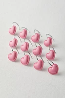 Heart Icon Shower Curtain Ring Set