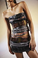 Jaded London Faux Leather Belt Bandeau Top