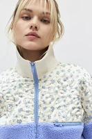 For Love & Lemons Sadie Floral Quilted And Fleece Zip-Up Jacket