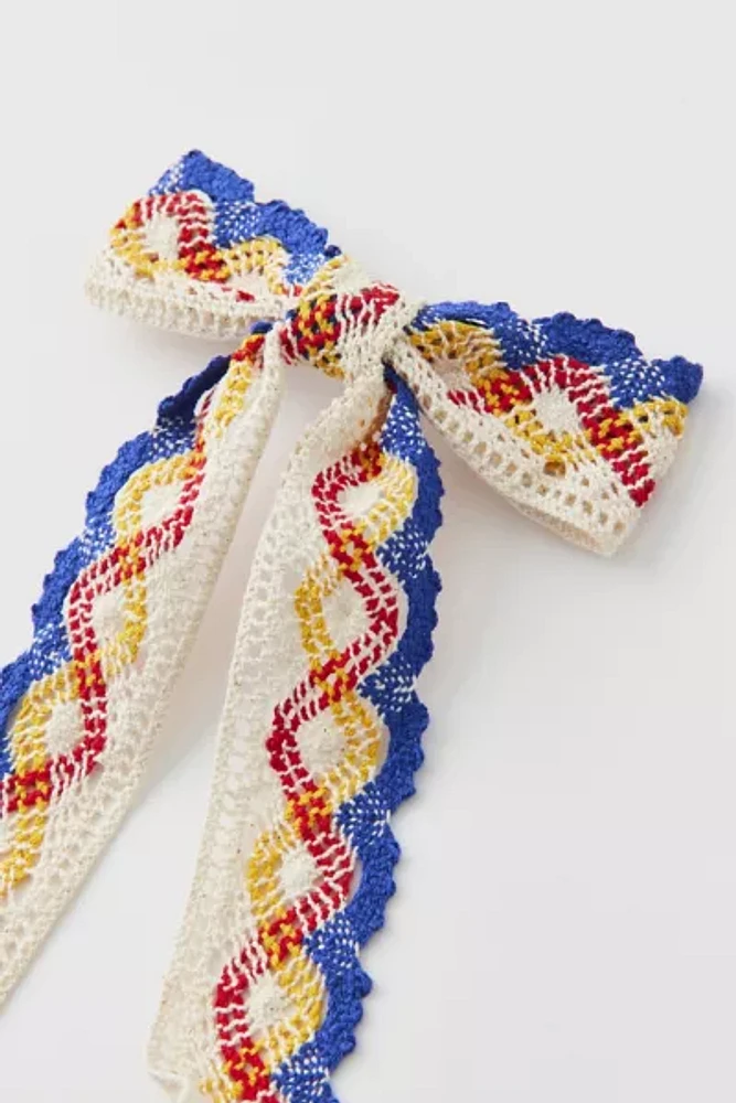 Long Crochet Hair Bow Barrette