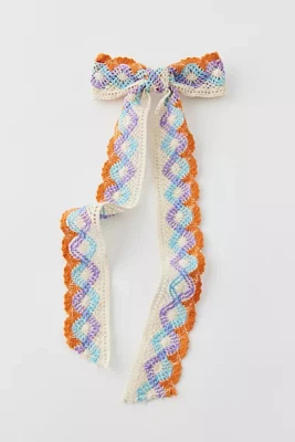 Long Crochet Hair Bow Barrette