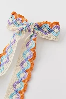 Long Crochet Hair Bow Barrette