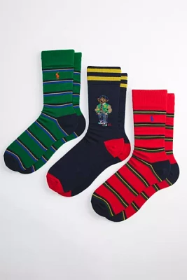 Polo Ralph Lauren American Heritage Bear Crew Sock 3-Pack