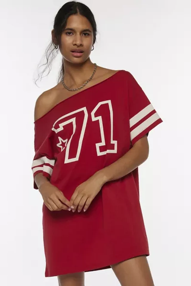 Urban Outfitters 71 Jersey Graphic Off-The-Shoulder T-Shirt Dress | Pacific  City