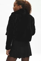 BLANKNYC Hot To Trot Shawl Collar Faux Fur Jacket