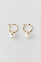 Pearl Rhinestone Hoop Earring