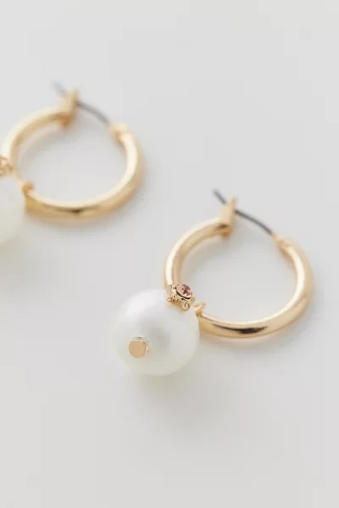 Pearl Rhinestone Hoop Earring