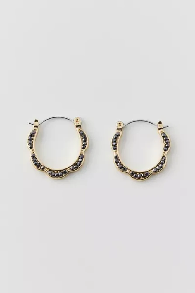 Rhinestone Scalloped Hoop Earring