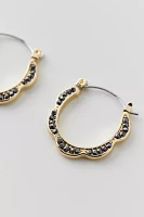 Rhinestone Scalloped Hoop Earring