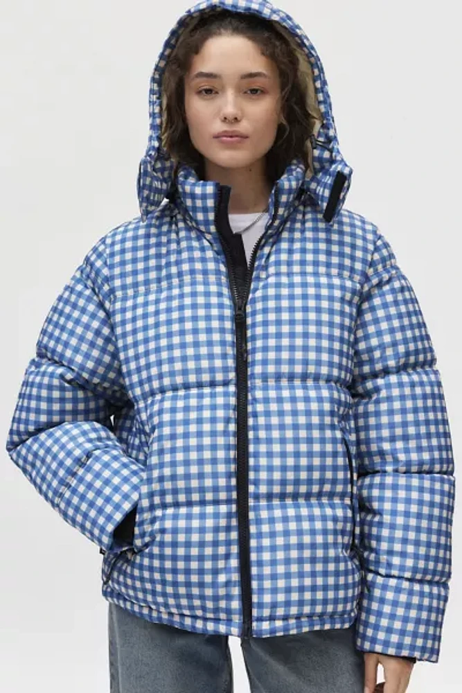 The Very Warm Plaid Hooded Puffer Coat