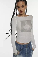 Photoreal Sheer Boatneck Long Sleeve T-Shirt